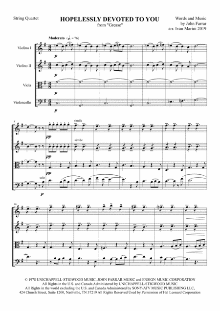 Hopelessly Devoted To You From Grease For String Quartet Page 2