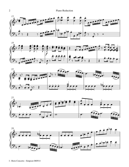 Horn Concerto In F Major 1st Mvt Allegro Moderato Piano Reduction Solo Part Page 2