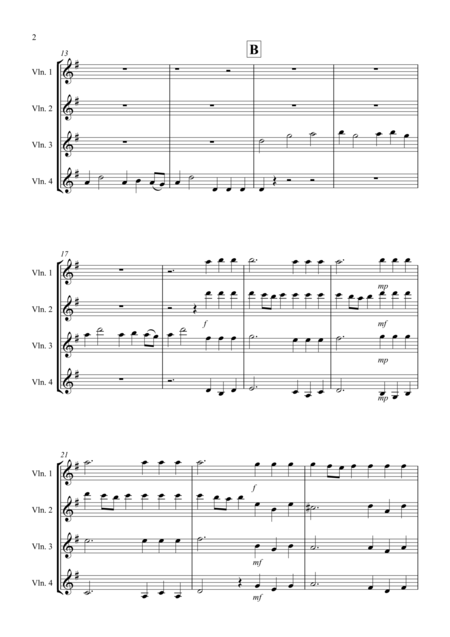 Hornpipe From Handels Water Music For Violin Quartet Page 2