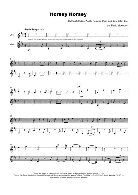 Horsey Horsey Nursery Rhyme For Oboe And Violin Duet Page 2