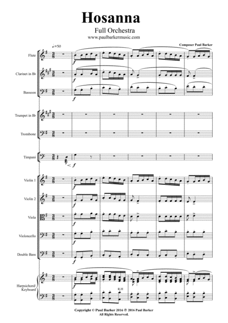 Hosanna Full Orchestra Score And Parts Page 2