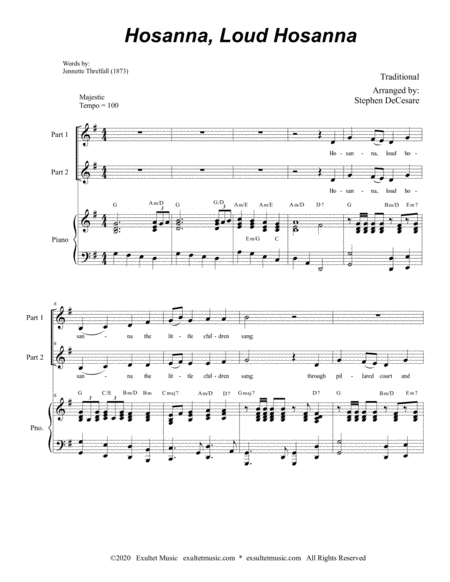 Hosanna Loud Hosanna For 2 Part Choir Piano Accompaniment Page 2