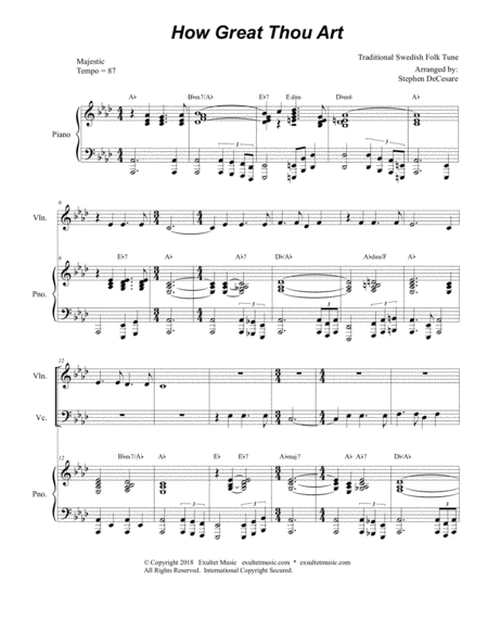 How Great Thou Art Duet For Violin Cello Piano Accompaniment Page 2