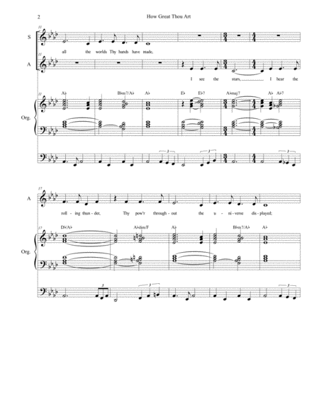 How Great Thou Art For 2 Part Choir Sa Organ Accompaniment Page 2