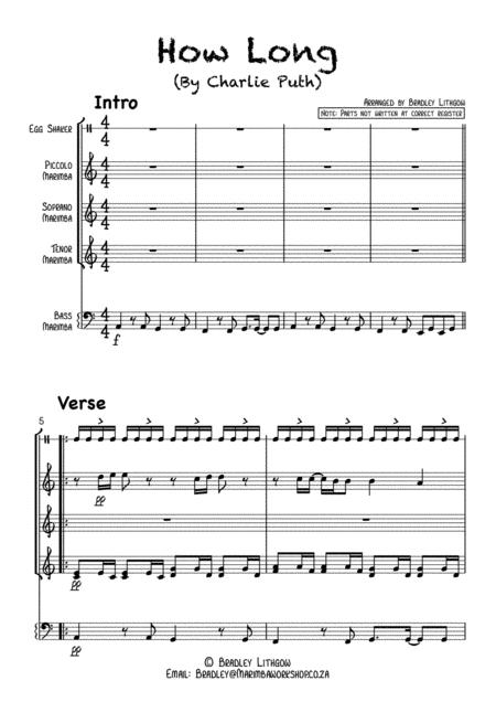How Long Charlie Puth Arranged By Bradley Lithgow For African Marimba Band Diatonic In C Page 2