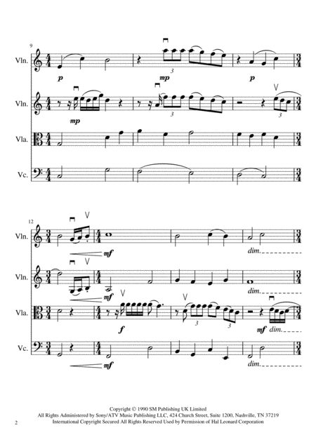 How Long Will I Love You Processional For String Quartet Page 2