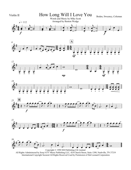 How Long Will I Love You String Quartet And Piano Optional Page 2