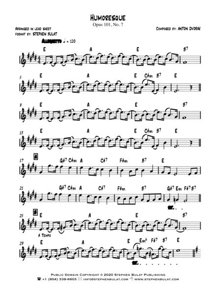 Humoresque Dvorak Lead Sheet Key Of E Page 2