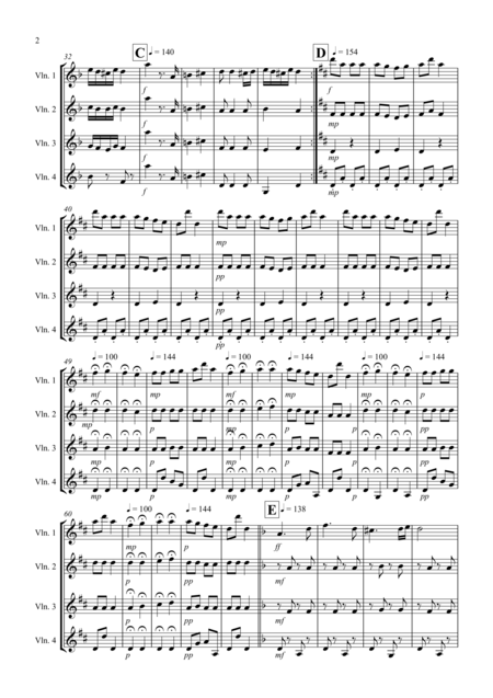 Hungarian Dance No 5 For Violin Quartet Page 2