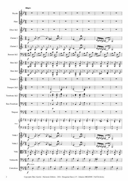 Hungarian Dance No 5 J Brahms Arranged For Full Orchestra By Marc Garetto Page 2