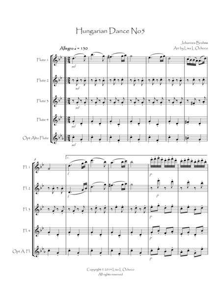 Hungarian Dance No5 For Flute Quartet Page 2