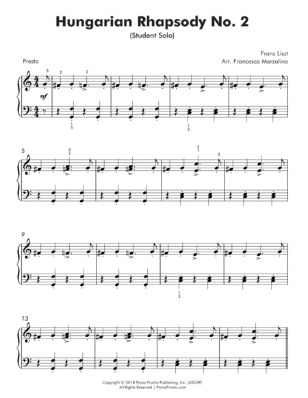 Hungarian Rhapsody No 2 Easy Piano With Duet Page 2