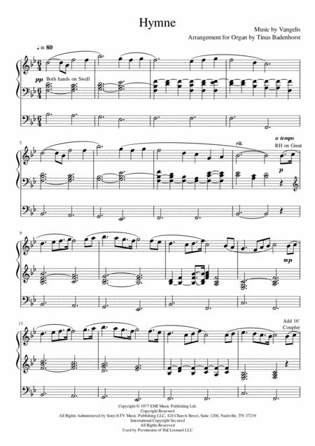 Hymne Arrangement For Organ Page 2