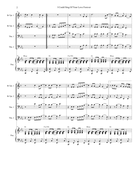 I Could Sing Of Your Love Forever For Brass Quartet And Piano Alternate Version Page 2