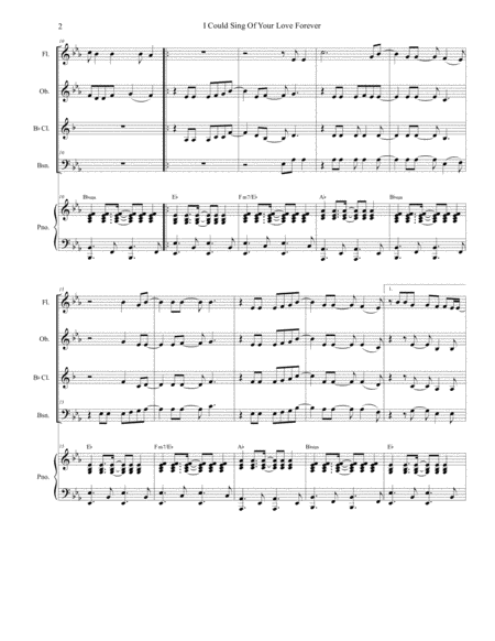 I Could Sing Of Your Love Forever For Woodwind Quartet And Piano Page 2