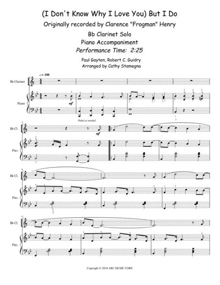 I Dont Know Why I Love You But I Do Bb Clarinet Solo Piano Accompaniment Page 2