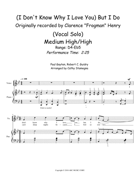 I Dont Know Why I Love You But I Do Vocal Solo Medium High High Piano Accompaniment Page 2