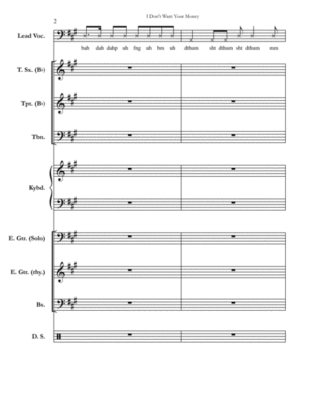 I Dont Want Your Money Chicago Full Score Set Of Parts Page 2