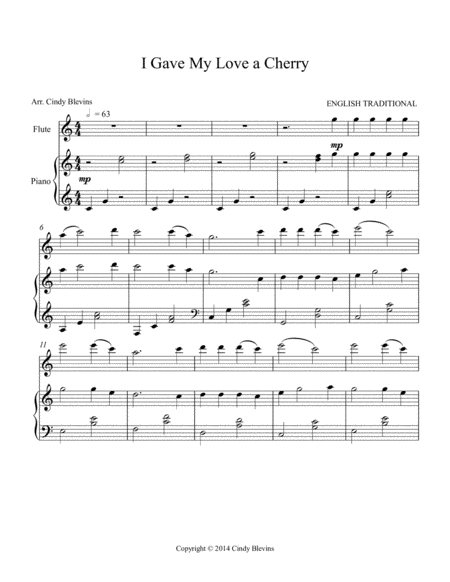 I Gave My Love A Cherry Arranged For Piano And Flute From My Book Classic With A Side Of Nostalgia For Piano And Flute Page 2