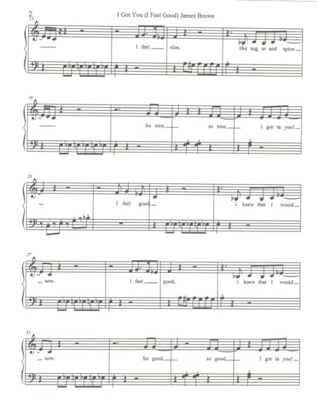 I Got You I Feel Good Easy Piano Page 2