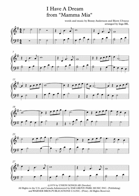 I Have A Dream Beginner Piano Page 2