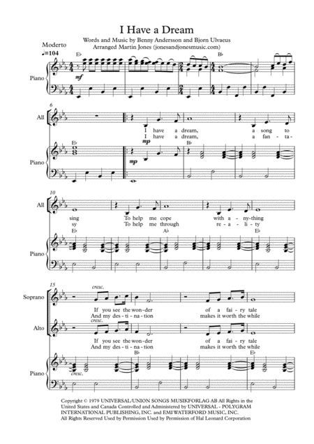 I Have A Dream Ssa Or Saa Choir And Piano Page 2