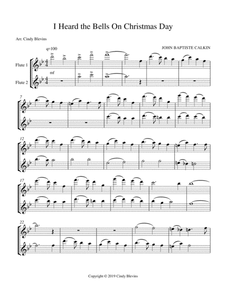 I Heard The Bells On Christmas Day For Flute Duet Page 2
