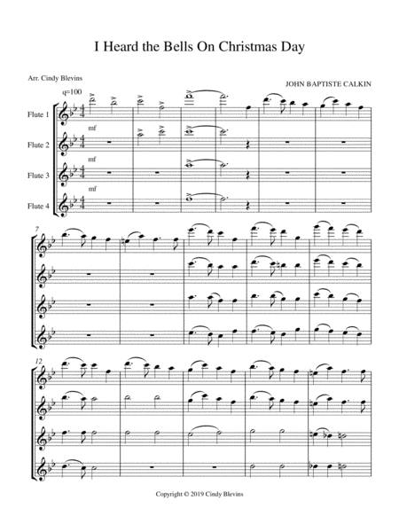 I Heard The Bells On Christmas Day For Flute Quartet Page 2