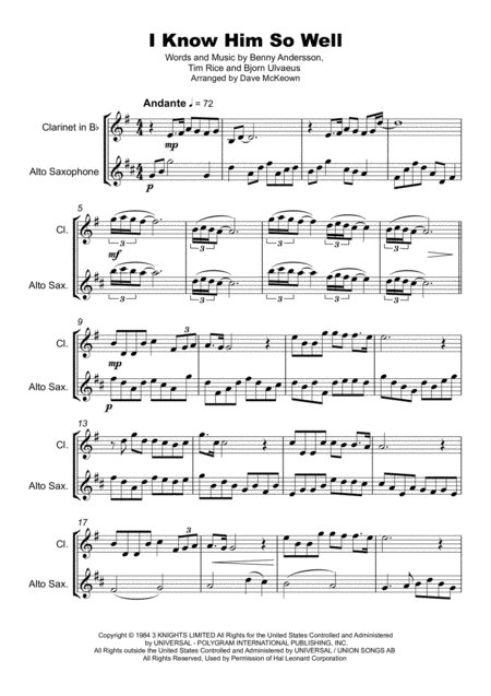 I Know Him So Well Duet For Clarinet And Alto Saxophone Page 2