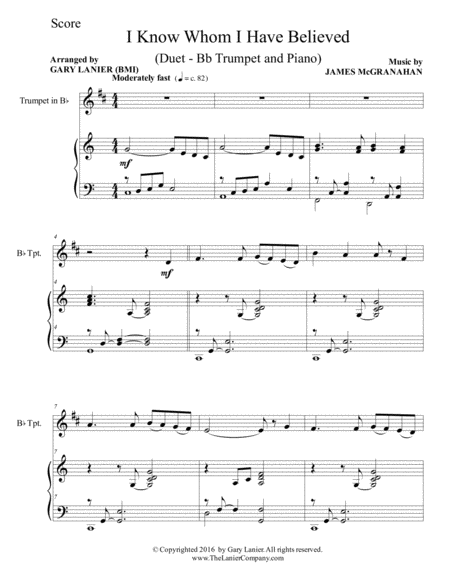 I Know Whom I Have Believed Duet Bb Trumpet Piano With Score Part Page 2