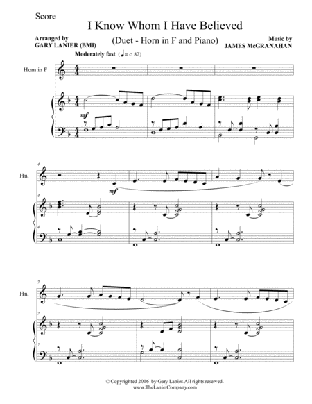 I Know Whom I Have Believed Duet Horn In F Piano With Score Part Page 2