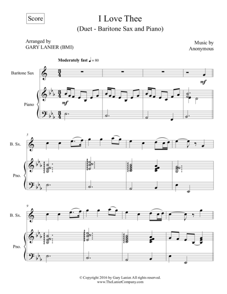 I Love Thee Duet Baritone Sax Piano With Parts Page 2
