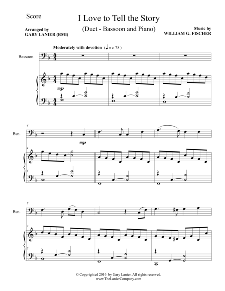 I Love To Tell The Story Duet Bassoon Piano With Parts Page 2
