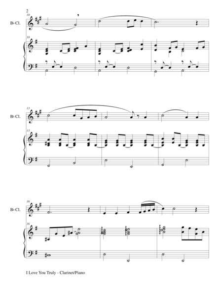 I Love You Truly Duet For Bb Clarinet Piano With Score And Clar Part Page 2