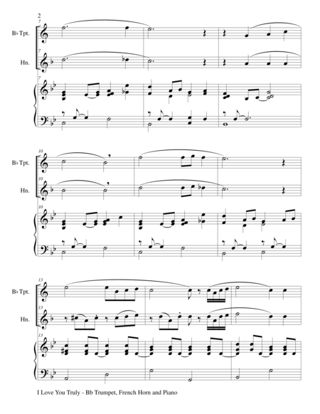 I Love You Truly Trio Bb Trumpet French Horn And Piano With Score And Parts Page 2