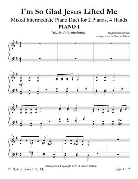 I M So Glad Jesus Lifted Me Mixed Level 2 Pianos 4 Hands Duet Page 2