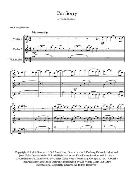I M Sorry For Two Violins And Cello Page 2