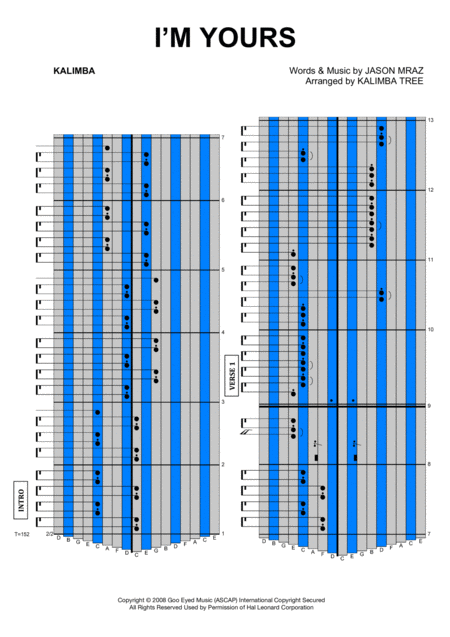 I M Yours Kalimba Tablature Page 2