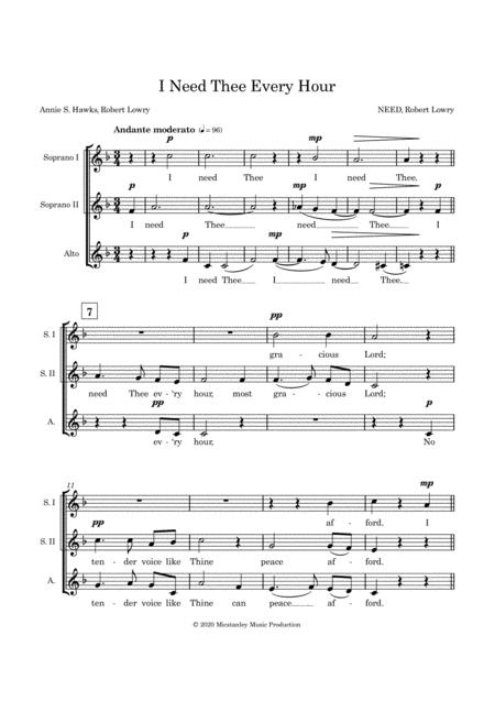 I Need Thee Every Hour Ssa A Cappella Page 2