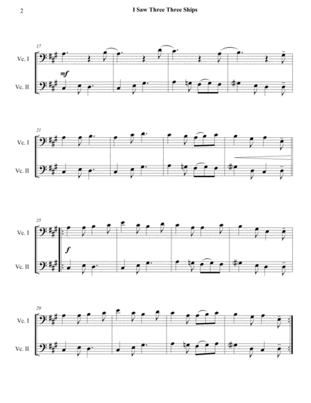 I Saw Three Ships Cello Duet Intermediate Page 2