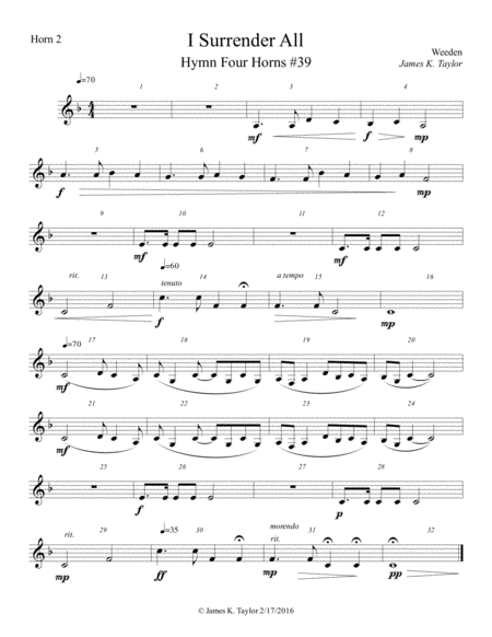 I Surrender All Hymn Four Horns 39 Page 2