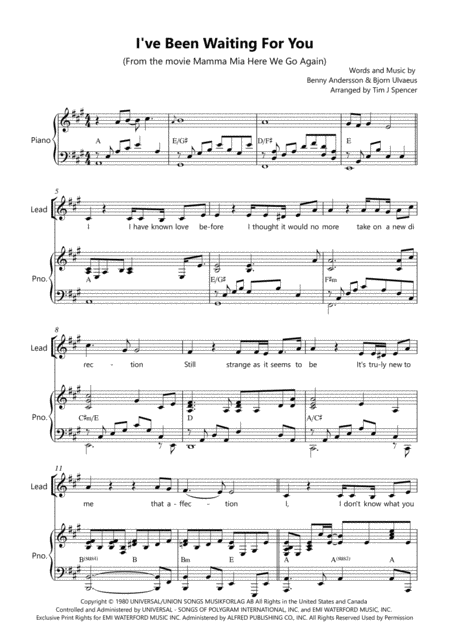 I Ve Been Waiting For You From Mamma Mia Here We Go Again Voice With Piano Accompaniment Page 2