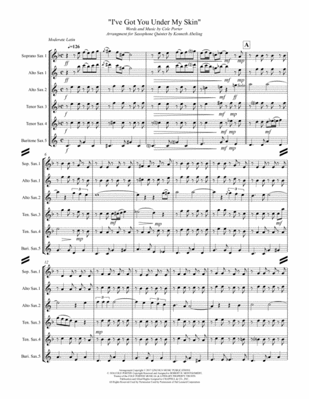 I Ve Got You Under My Skin For Saxophone Quintet Sattb Or Aattb Page 2