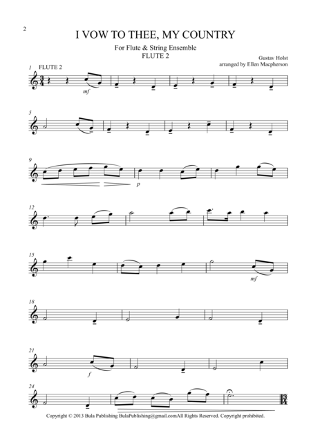 I Vow To Thee My Country Flute String Ensemble All Parts Page 2