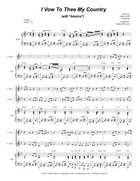 I Vow To Thee My Country With America Duet For C Instruments Page 2