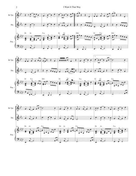 I Want It That Way Duet For Bb Trumpet And French Horn Page 2