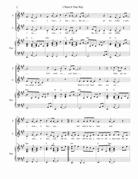 I Want It That Way For 2 Part Choir Sa Page 2