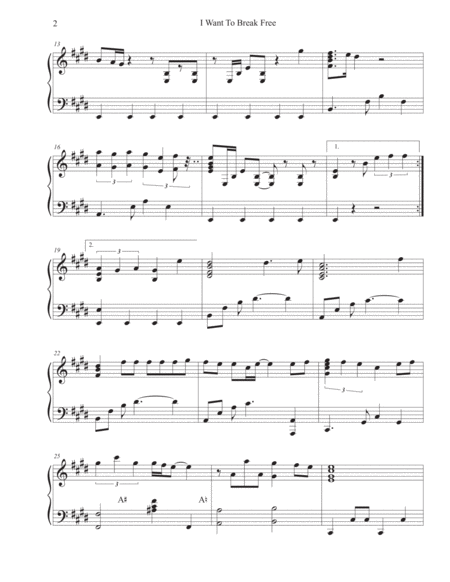 I Want To Break Free By Queen For Solo Harp Page 2