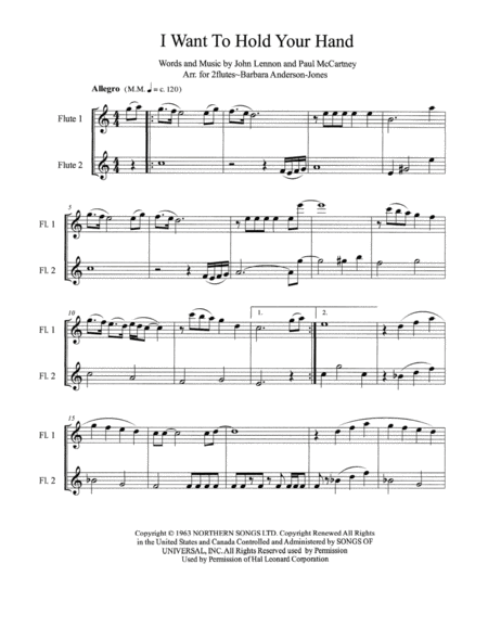 I Want To Hold Your Hand Flute Duet Page 2