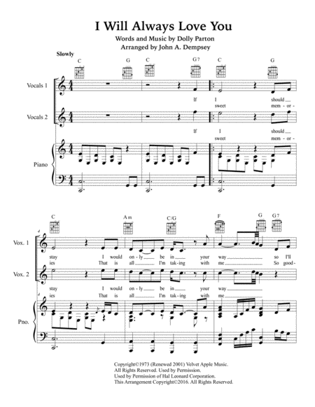 I Will Always Love You Vocal Duet And Piano Page 2